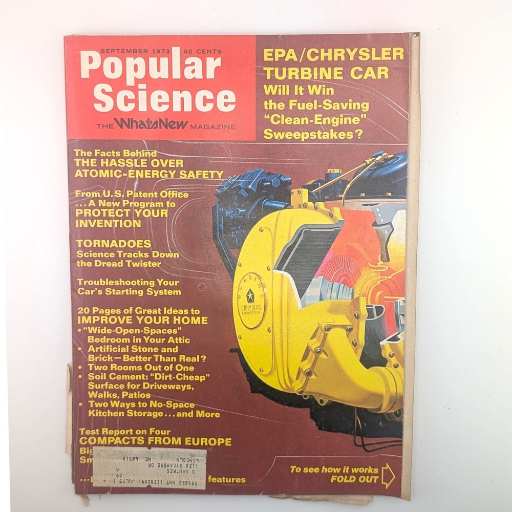 Popular Science September 1973 Chrysler Turbine Car Vintage Magazine Atomic